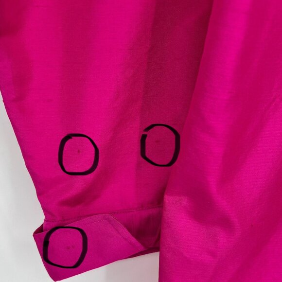 Talbots Womens Silk Button Up Blouse Size L? Petite Fuchsia Long Sleeve - Picture 9 of 10